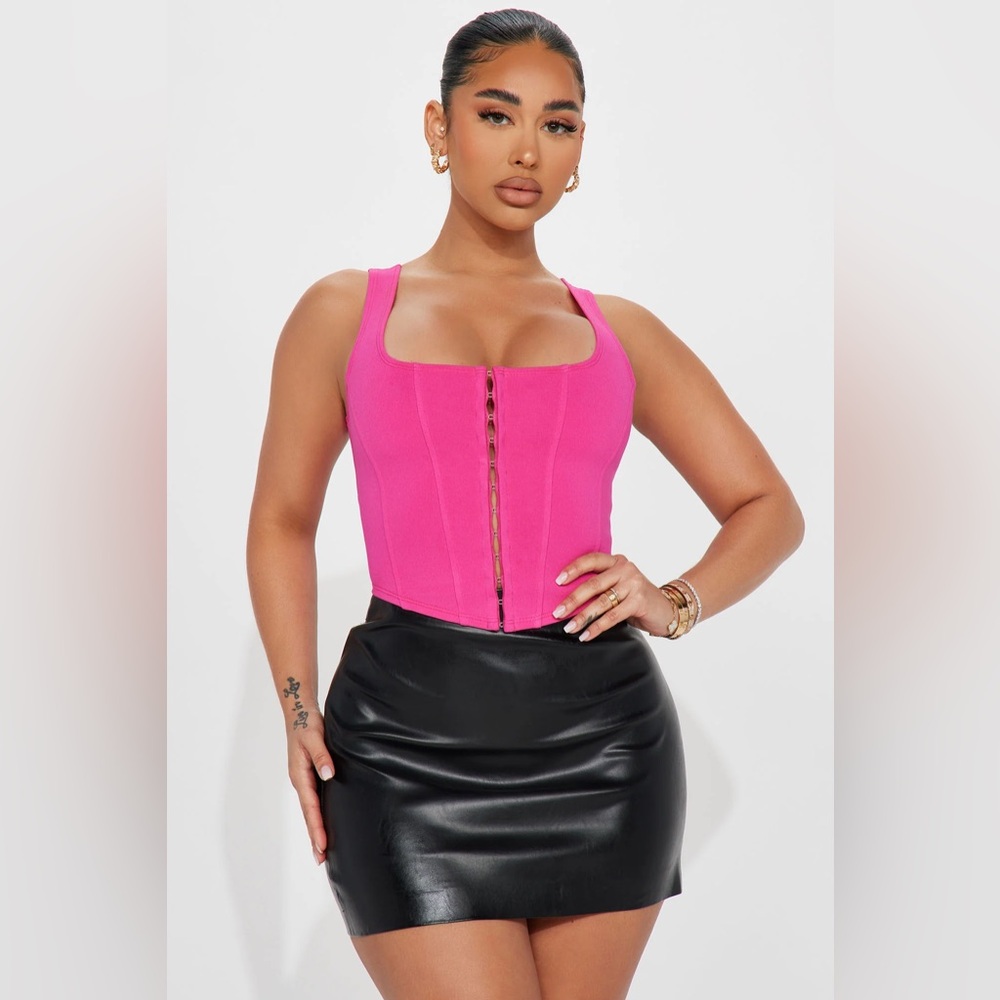 Fashion Nova Neon Pink Belle Corset Top